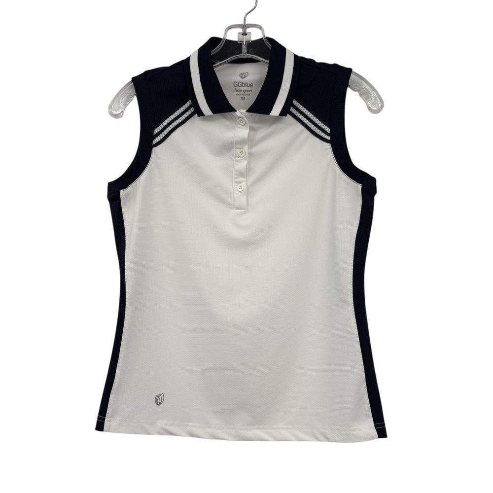 GGBlue Sleeveless Golf Tennis Top in White/Blue Wimen’s Size XS